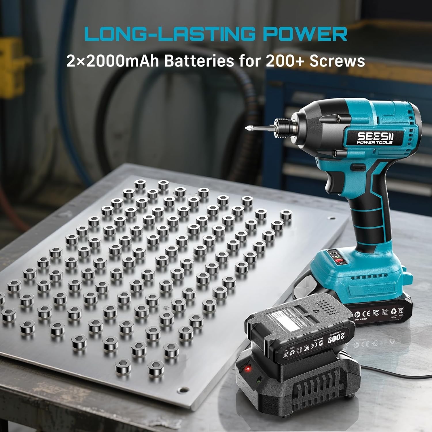 Cordless Drill Driver - Parafusadeira Elétrica Seesii 180N.m Sem Fio,